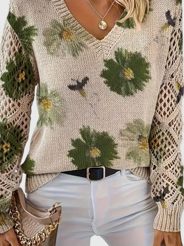 Aurélie - Oversized svetr v barvě slonové kosti s přední kapsou