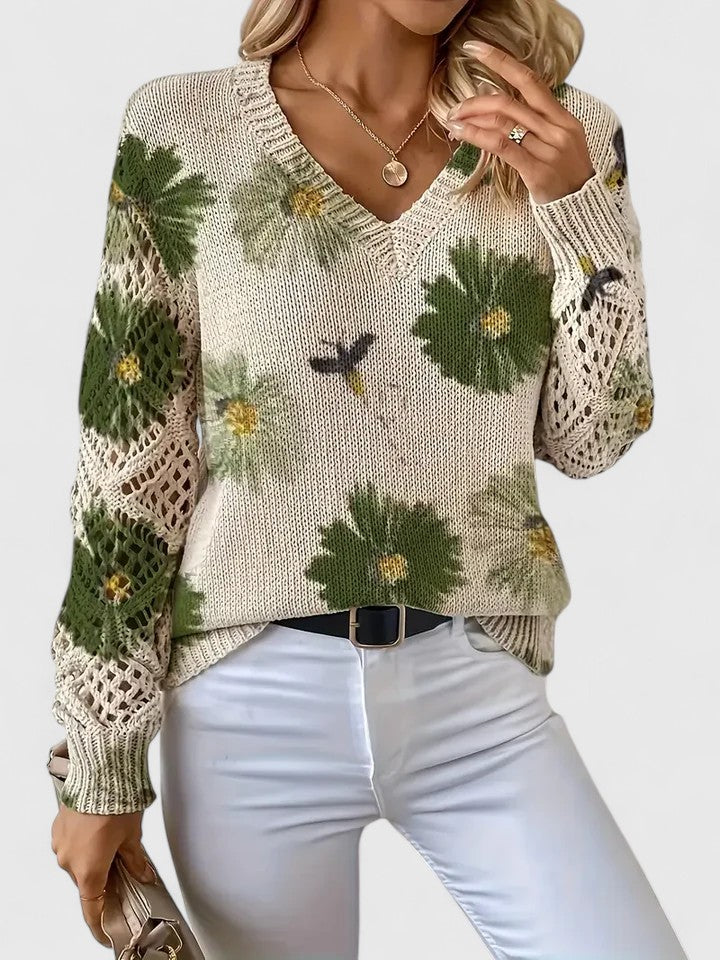 Aurélie - Oversized svetr v barvě slonové kosti s přední kapsou