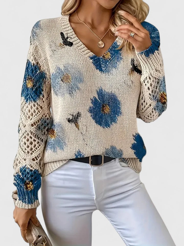 Aurélie - Oversized svetr v barvě slonové kosti s přední kapsou