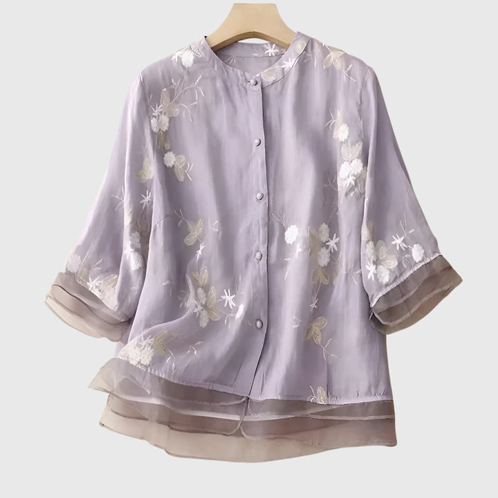 Nellie™ | Elegantní top s vyšívanými květinami