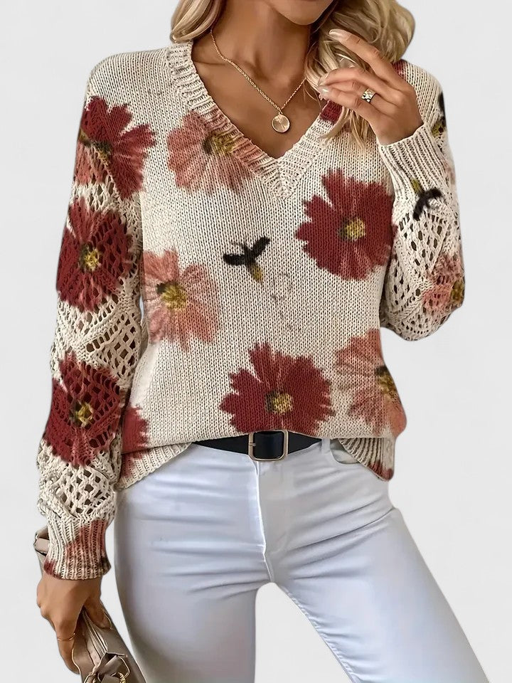 Aurélie - Oversized svetr v barvě slonové kosti s přední kapsou