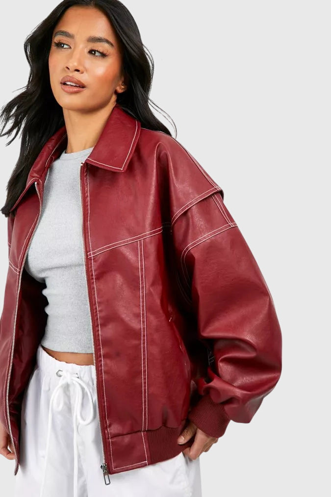 Faye™ - Oversized Kožená Bunda