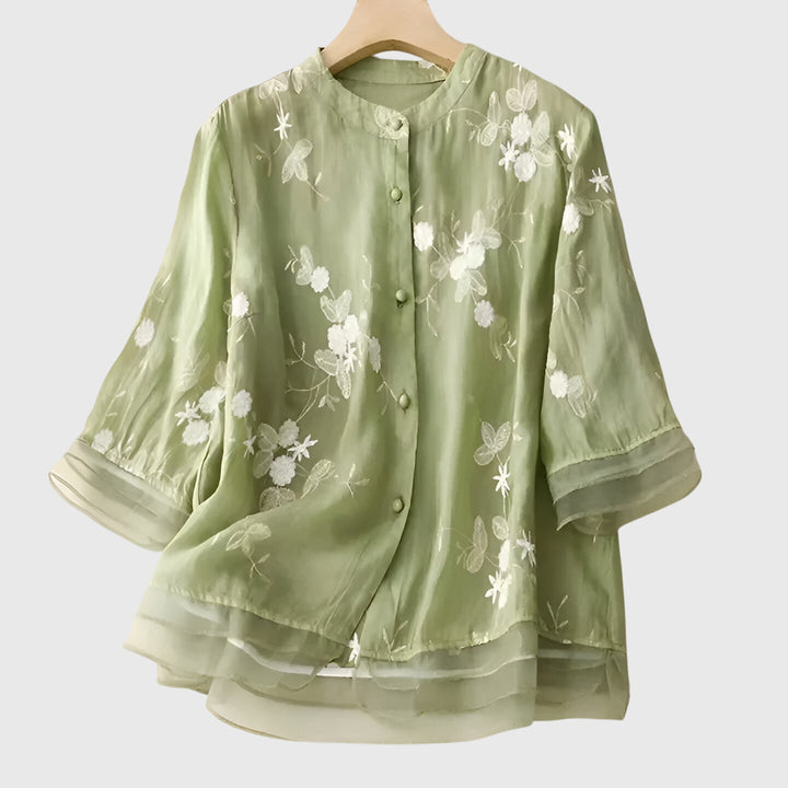 Nellie™ | Elegantní top s vyšívanými květinami