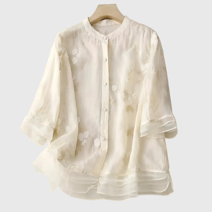Nellie™ | Elegantní top s vyšívanými květinami