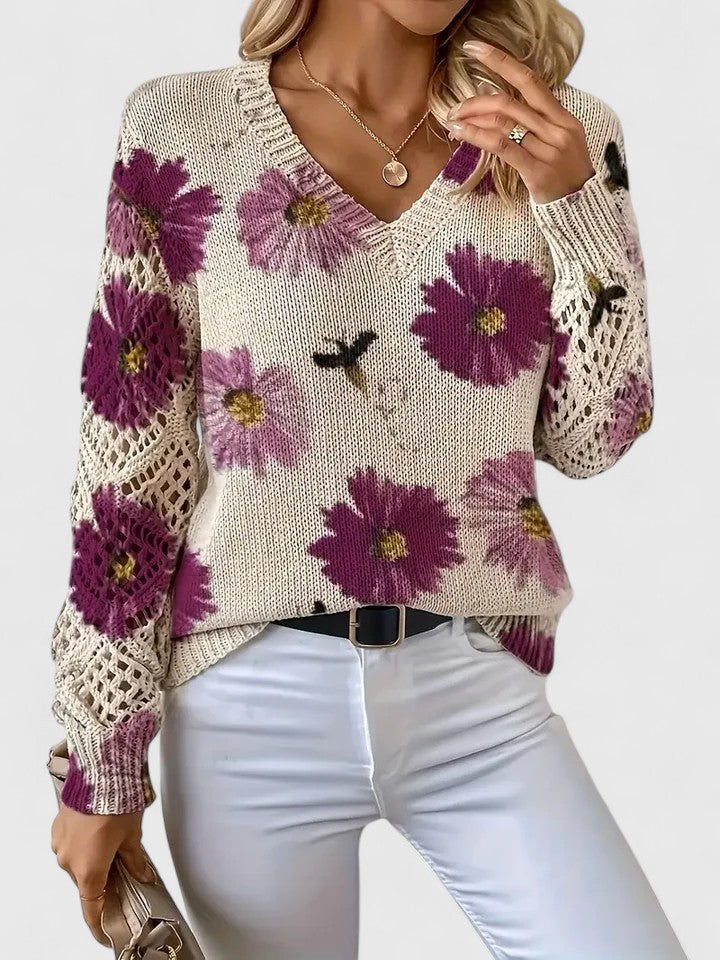 Aurélie - Oversized svetr v barvě slonové kosti s přední kapsou